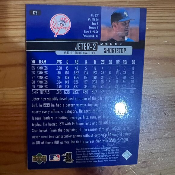 2000 Upper Deck Derek Jeter #176 New York Yankees - Picture 2 of 2